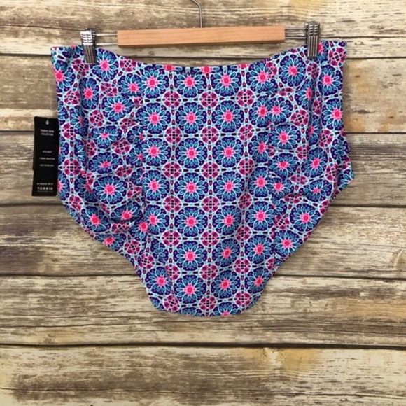 NEWTorrid Tile Print Ruched High Waist Swim Bottom - Picture 3 of 4